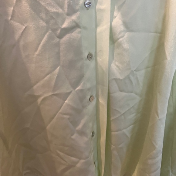 Adrienne Landau Lime Cream Open Back Relaxed Button Down Loungewear Top Size S - Picture 4 of 5